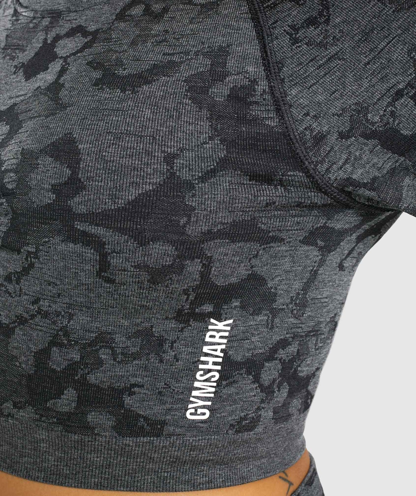 GYMSHARK crop tops ar garām piedurknēm tumši pelēks