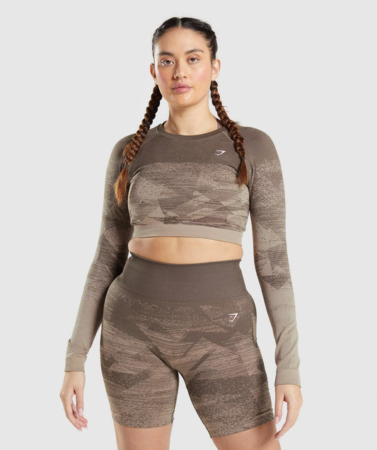 GYMSHARK Adapt Ombre Crop Top krekls ar garām piedurknēm