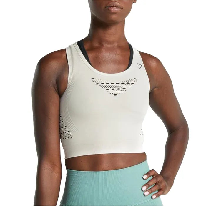 GYMSHARK Energy Seamless Crop tops sieviešu bēšs