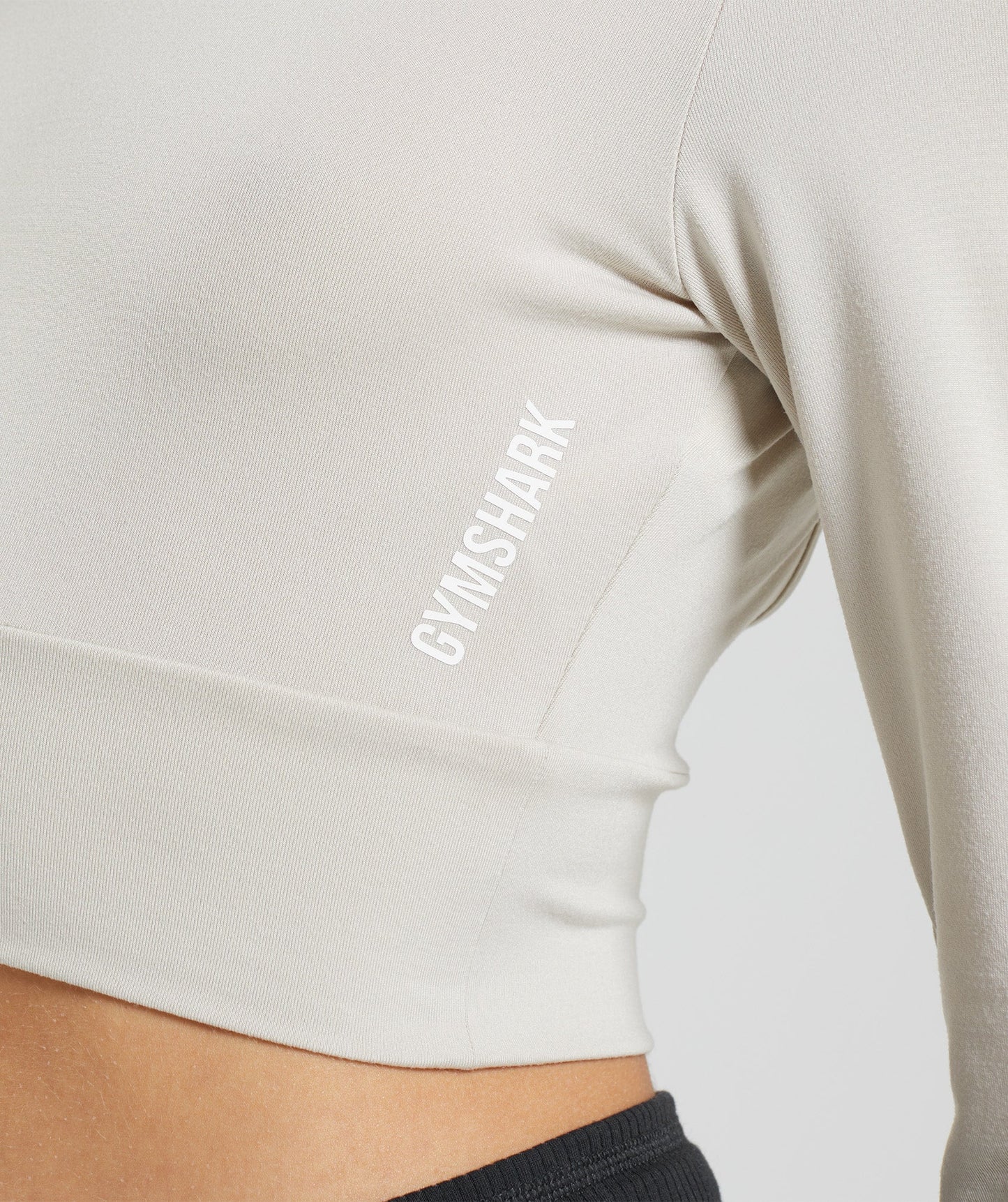 GYMSHARK crop tops ar garām piedurknēm gaiši pelēks