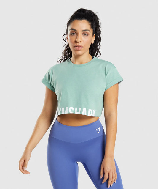 GYMSHARK crop tops gaiši zils