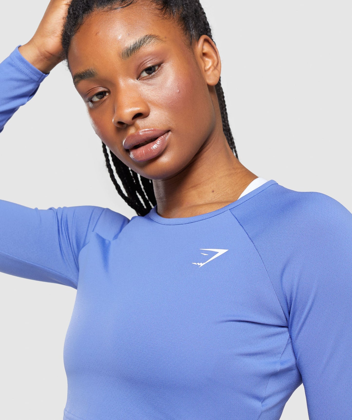 GYMSHARK sieviešu sporta crop tops ar garām piedurknēm violets