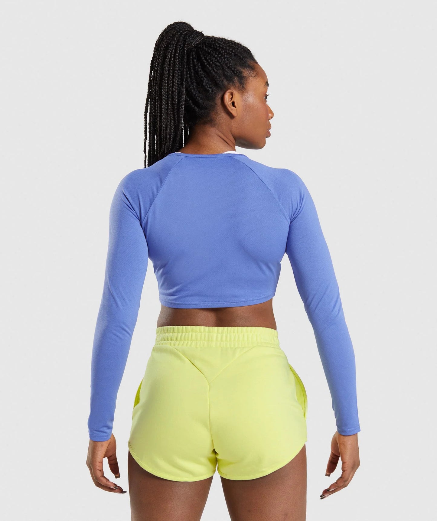 GYMSHARK sieviešu sporta crop tops ar garām piedurknēm violets