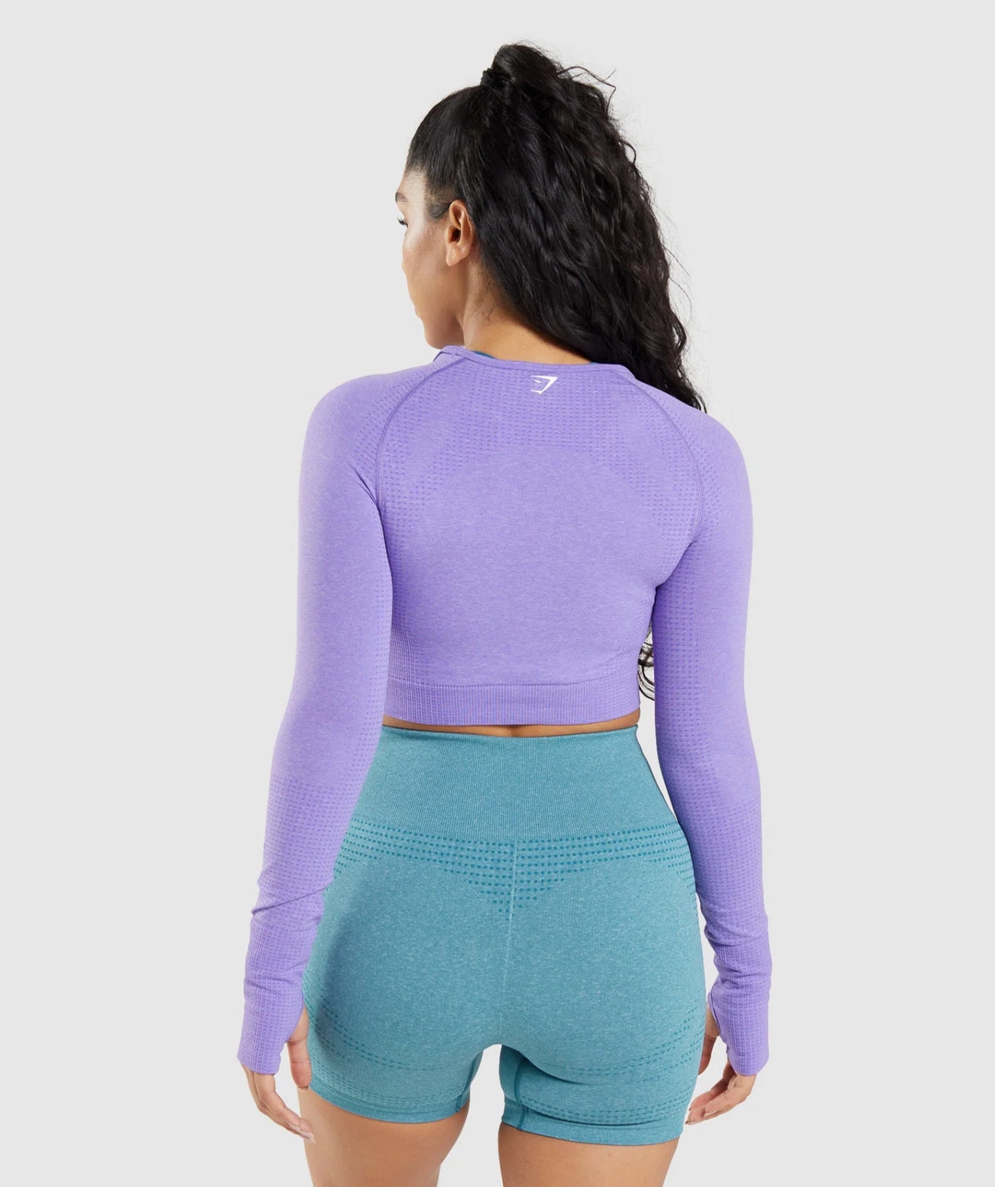 GYMSHARK vital seamless crop tops ar garām piedurknēm violets