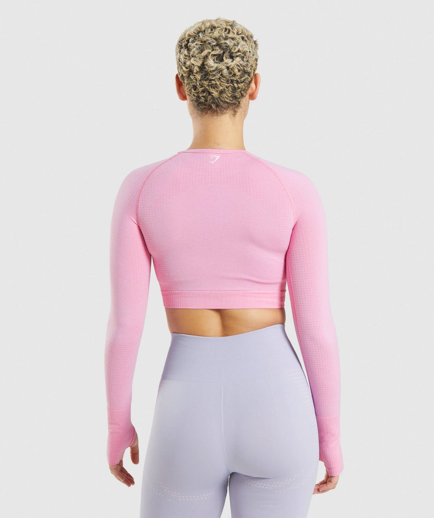 GYMSHARK crop tops ar garām piedurknēm rozā