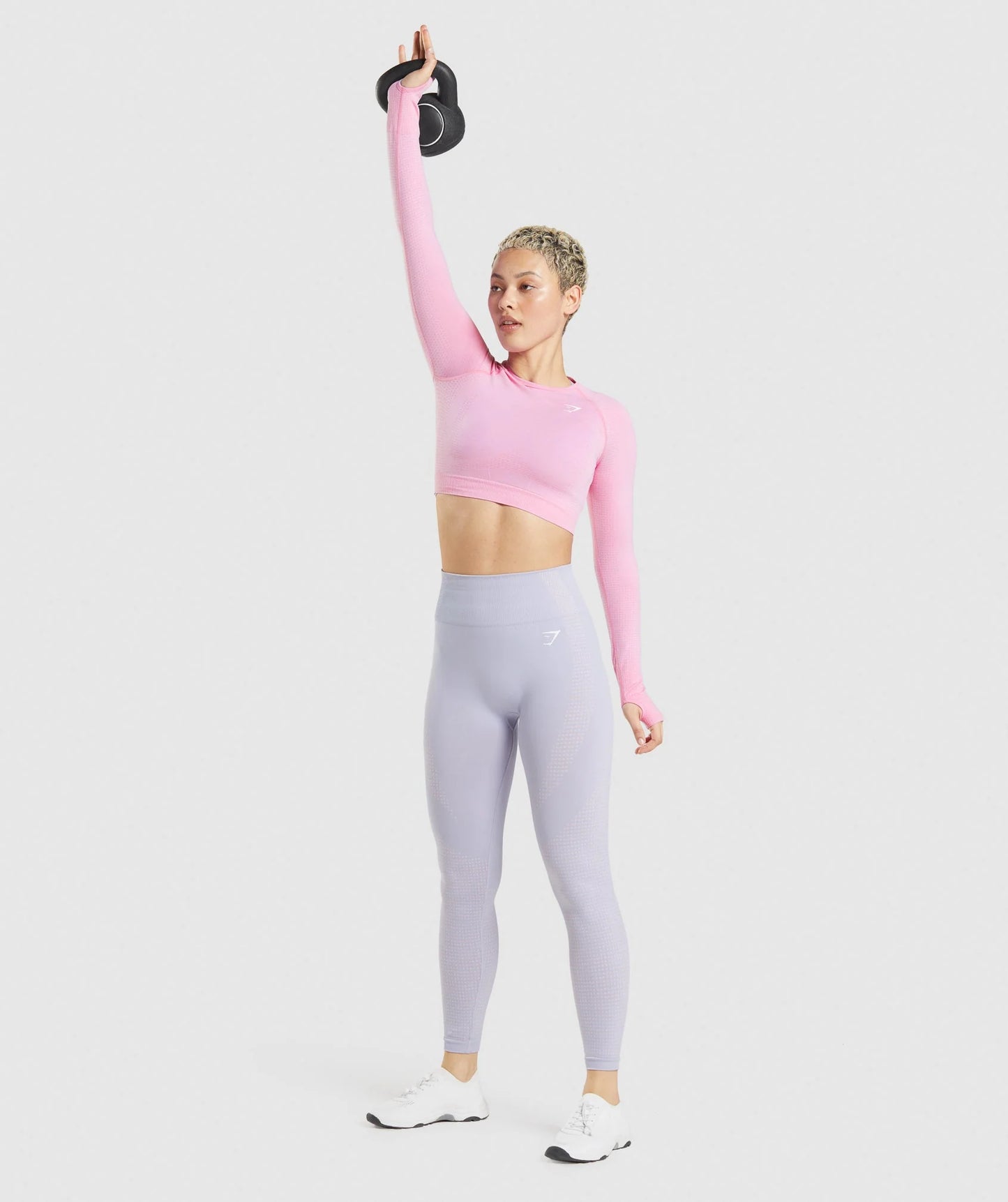 GYMSHARK crop tops ar garām piedurknēm rozā