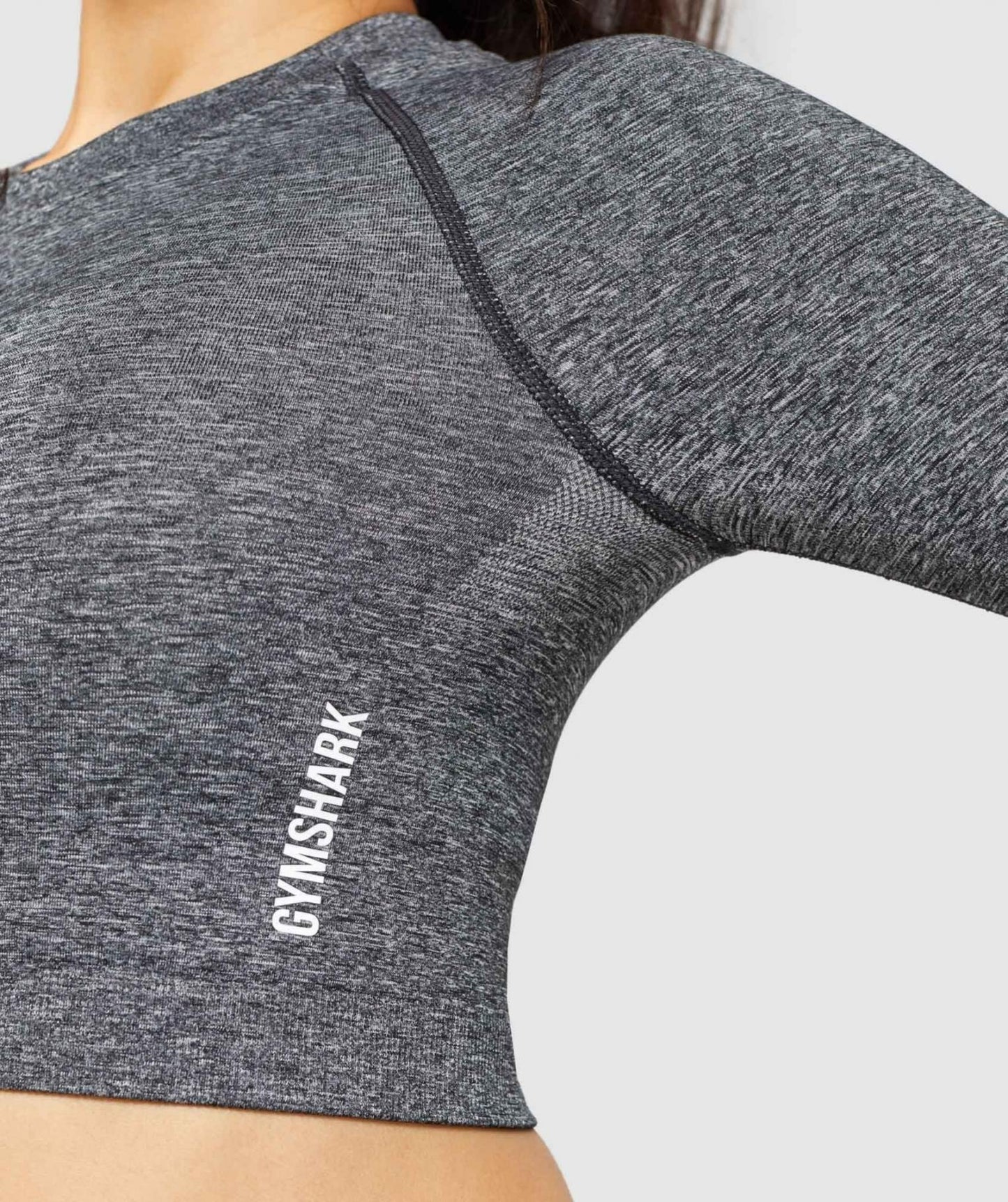 GYMSHARK sieviešu sporta crop tops ar garām piedurknēm pelēks