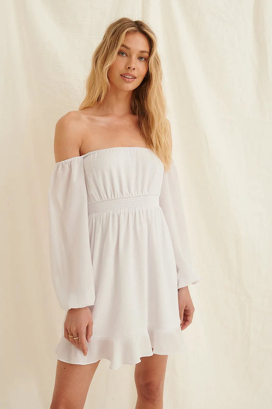 NA-KD off shoulder mini kleita balta