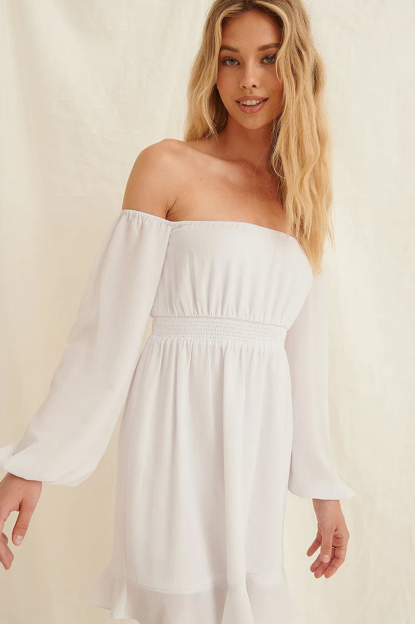 NA-KD off shoulder mini kleita balta