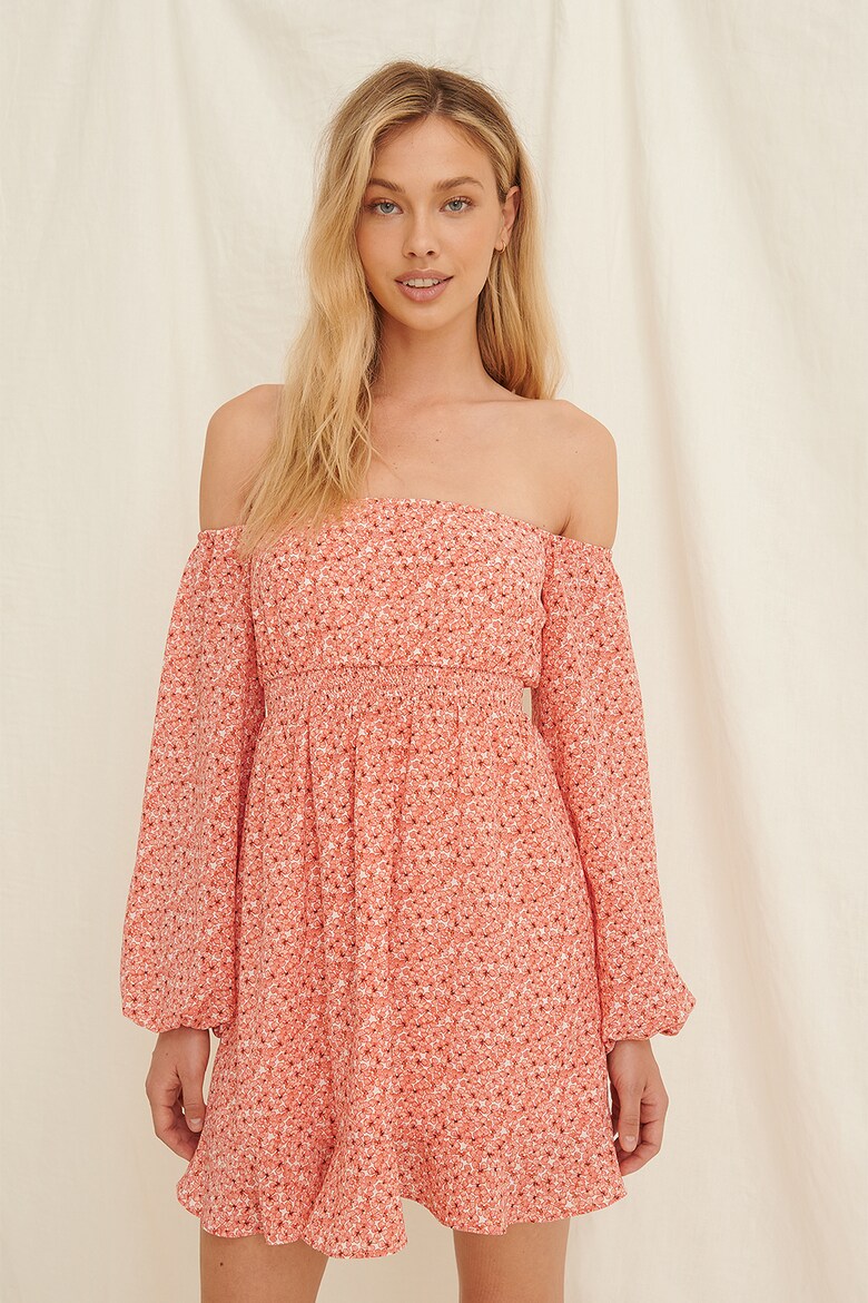 NA-KD Off-shoulder mini kleita ar ziedu rakstu